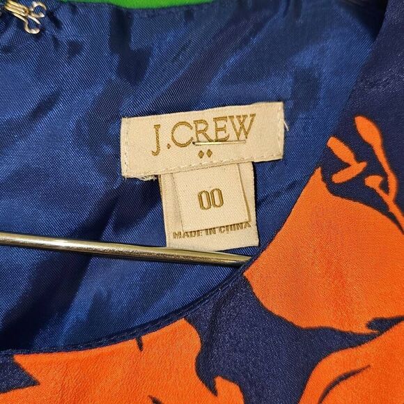 J Crew Factory Womens Navy Blue Orange Floral Dress 00 - Picture 4 of 5